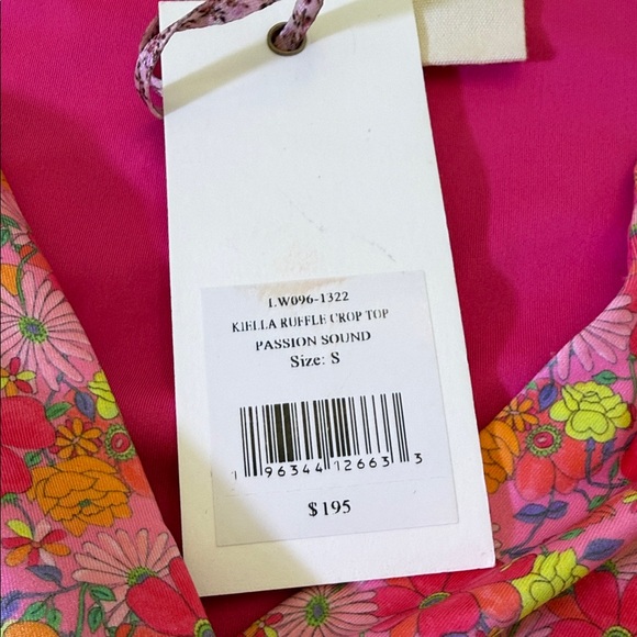 LoveShackFancy Kiella Ruffle Crop Top Passion Sound NWT Size Small - Picture 3 of 8